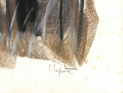 Georges LAPORTE  - La petite cabane, 1974 - Dessin original au pastel signé 2