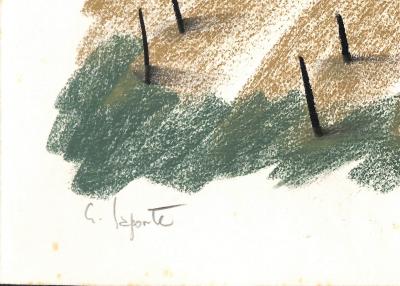Georges LAPORTE  - Les champs des Bastides, 1974 - Dessin original au pastel signé 2