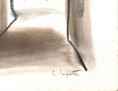 Georges LAPORTE  - Dans les rues des Bastides, 1974 - Dessin original au pastel signé 2