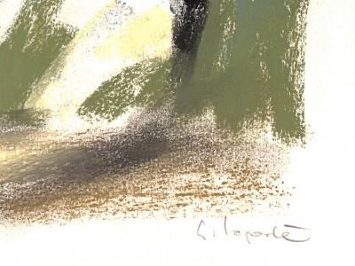 Georges LAPORTE  - Oliviers sauvages, 1974 - Dessin original au pastel signé 2