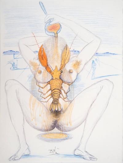 Salvador Dali - Casanova : Femme surréaliste et homard, 1967 - Gravure originale, signée