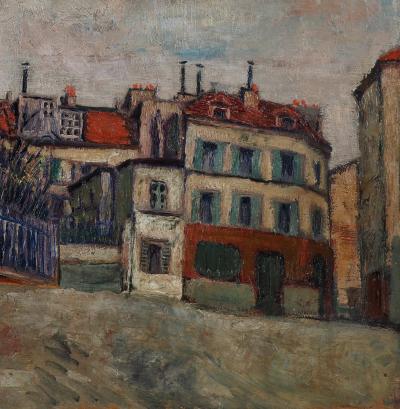 Elisée Maclet - Montmartre : La place JB Clément, c. 1940 - Huile sur toile Signée 2