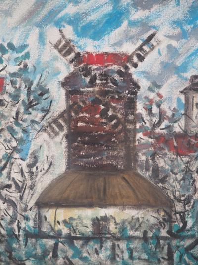 Edgar Stoebel - Montmartre - Le Moulin de la Galette - Huile sur toile Signée 2