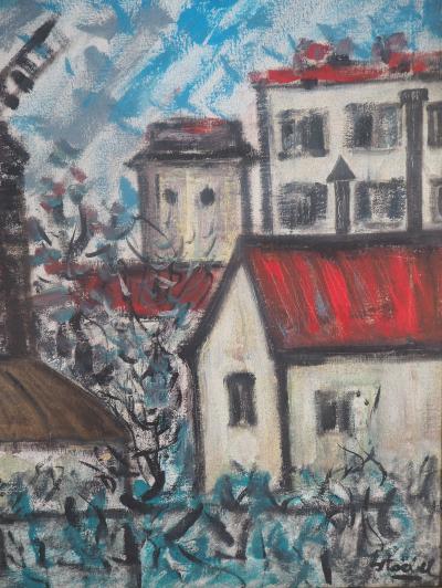 Edgar Stoebel - Montmartre - Le Moulin de la Galette - Huile sur toile Signée 2