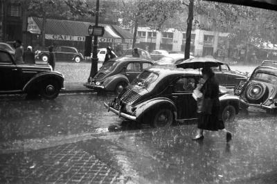 Maurice Bonnel - Paris 1950 le Flore sous la pluie - Tirage argentique 2