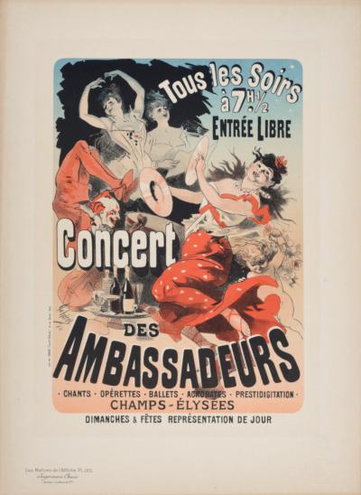 Jules CHERET - Les Maîtres de l'Affiche : Concert des Ambassadeurs, 1891 - Lithographie 2