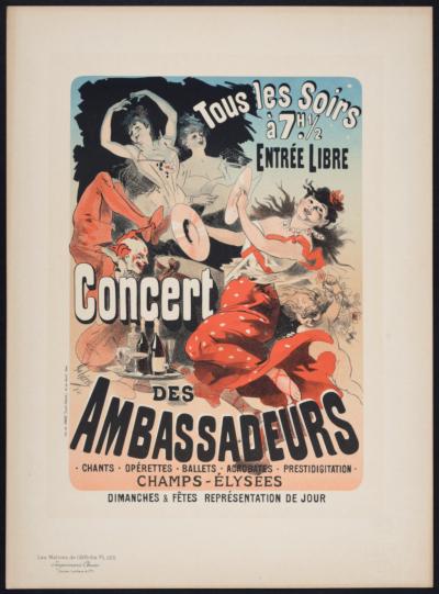 Jules CHERET - Les Maîtres de l'Affiche : Concert des Ambassadeurs, 1891 - Lithographie 2