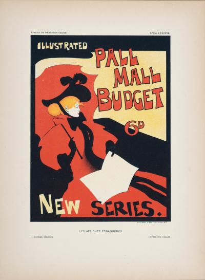 Maurice GREIFFENHAGEN - Les Affiches Etrangères : Pall Mall Budget, 1897 - Petite affiche lithographique 2
