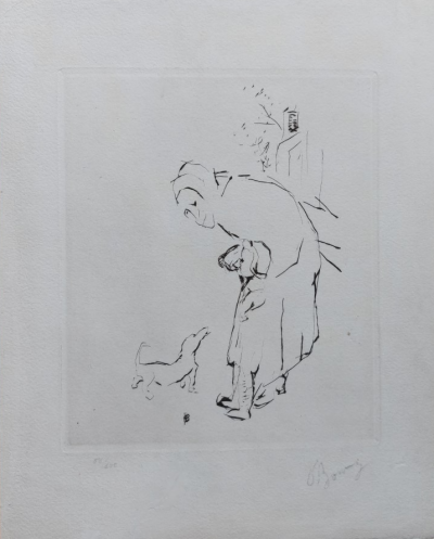 Pierre Bonnard  - La vieille femme, l’enfant et le basset, 1927 - Gravure originale pointe sèche signée au crayon 2