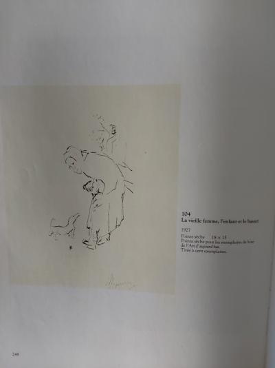 Pierre Bonnard  - La vieille femme, l’enfant et le basset, 1927 - Gravure originale pointe sèche signée au crayon 2