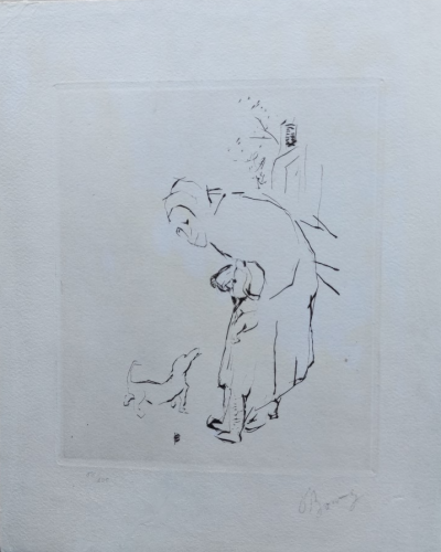 Pierre Bonnard  - La vieille femme, l’enfant et le basset, 1927 - Gravure originale pointe sèche signée au crayon 2