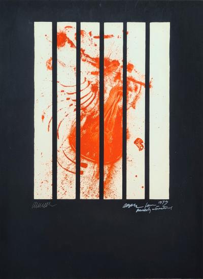 Arman - Violon éclaté pour Amnesty - Sérigraphie originale signée 2