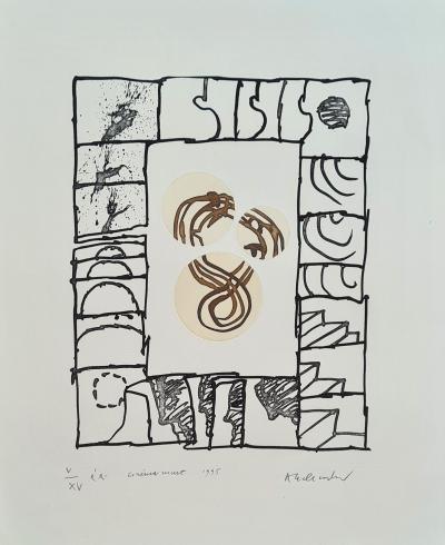 Pierre Alechinsky - Cinéma muet - Gravure originale signée numérotée crayon 2