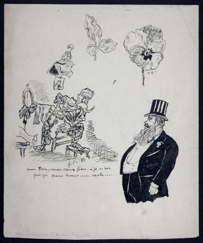 Henri BOUTET - Ben mon vieux frère, si je n'ai que ça pour brosser ma veste..., 1897 - Dessin original à l'encre, Signé à la main 2