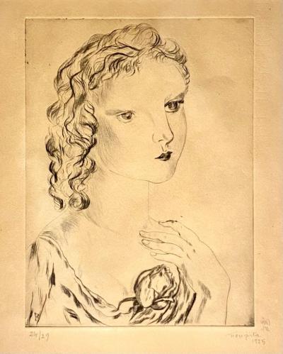 Léonard Tsugouharu Foujita (1886-1968) - La Jeune Femme à la Rose, 1925 - Gravure signée, datée et justifiée au crayon 2