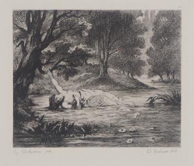 Eugène DELACROIX - Ophélie, 1873 - Gravure signée 2