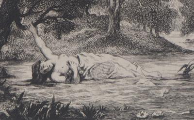 Eugène DELACROIX - Ophélie, 1873 - Gravure signée 2