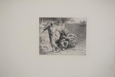 Jean François MILLET - Vanité, la Mort et le Bucheron,1873 - Gravure, signée 2