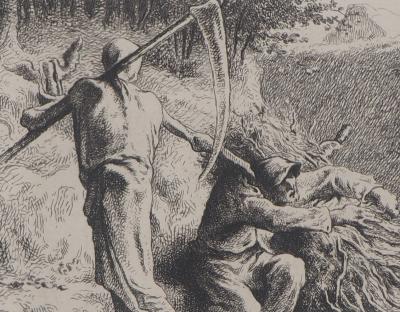Jean François MILLET - Vanité, la Mort et le Bucheron,1873 - Gravure, signée 2