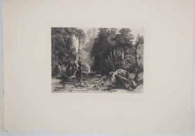 Gustave COURBET - La Marre aux Rochers,1873 - Gravure, signée 2