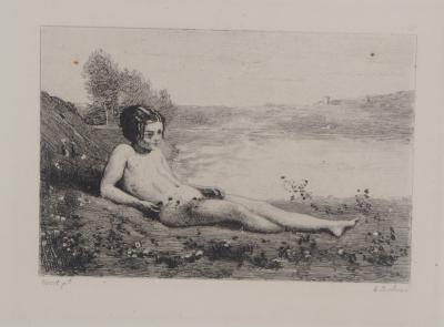 Jean-Baptiste Camille COROT - Le Sommeil de Diane, 1873 - Gravure signée 2