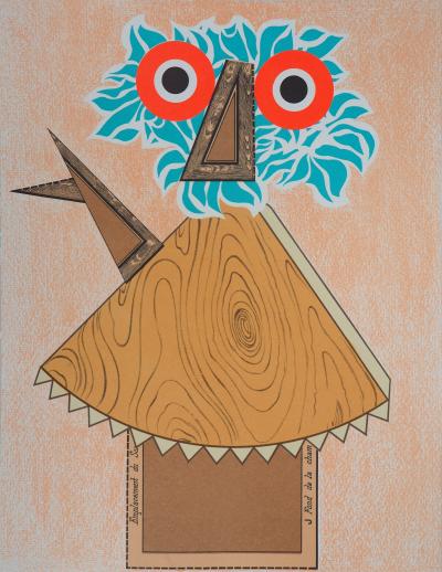 Enrico BAJ - Hibou, 1975 - Lithographie originale 2