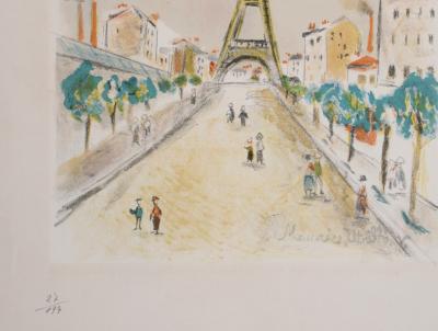 Maurice UTRILLO - Paris Capitale : La Tour Eiffel, 1955 - Lithographie en couleurs sur papier BFK Rives 2