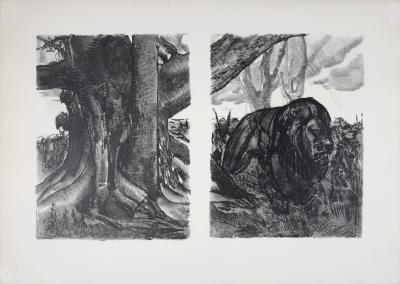 Paul JOUVE - Le Lion, 1934 - Lithographie originale sur papier BFK Rives. 2