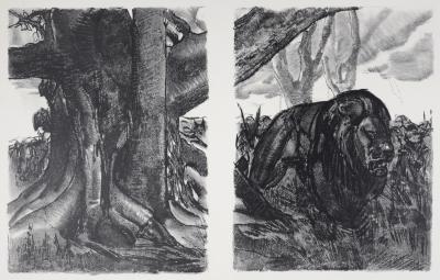 Paul JOUVE - Le Lion, 1934 - Lithographie originale sur papier BFK Rives. 2