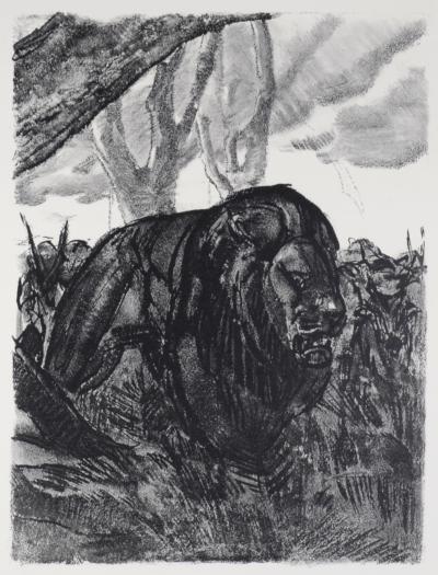 Paul JOUVE - Le Lion, 1934 - Lithographie originale sur papier BFK Rives. 2