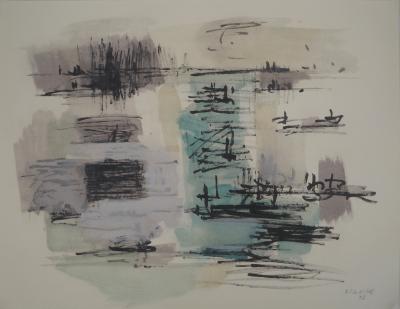 Jean BAZAINE (d’après) - Paysage en brouillard, 1958 - Pochoir signé 2