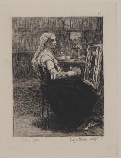 Jean-Baptiste Camille COROT - Femme à la lecture, 1873 - Gravure à l’eau-forte 2