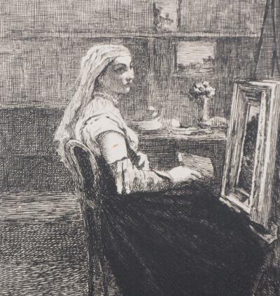 Jean-Baptiste Camille COROT - Femme à la lecture, 1873 - Gravure à l’eau-forte 2