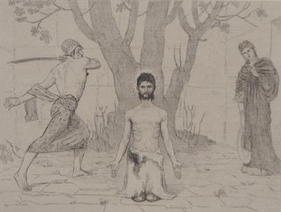 Pierre PUVIS DE CHAVANNES - La Mort de Saint Jean-Baptiste, 1873 - Gravure, signée 2