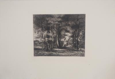 Gustave COURBET - Forêt à l’automne,1873 - Gravure, signée 2