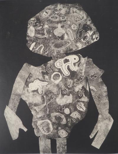 Jean DUBUFFET - Personnage aux empreintes, 1956 - Pochoir signé 2