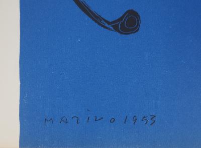 Marino MARINI - Horse in blue, 1955 - Original signed lithograph 2