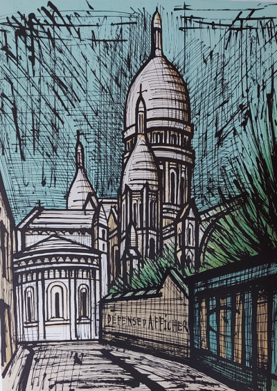 Bernard BUFFET - La Basílica del Sagrado Corazón, c. 1988 - Litografía original firmada al lapiz