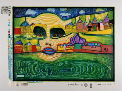 Friedensreich HUNDERTWASSER -  Irinaland über dem Balkan, Plate 7, 1970-72 - Original screenprint in colors 2