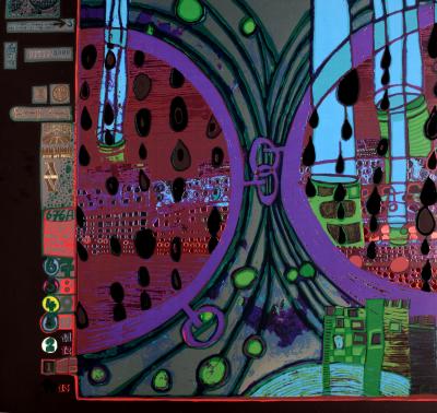 Friedensreich HUNDERTWASSER - Rainy day from the rain day, Plate 5, 1970-72 - Original screenprint in colors 2
