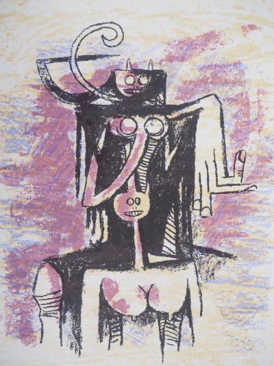 Wifredo LAM - Deux personnages fantastiques, 1974 - Lithographie originale 2