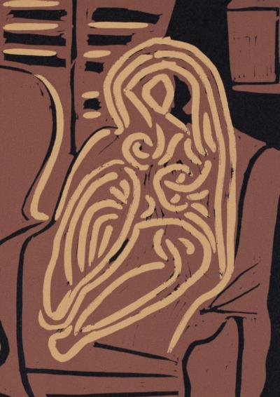 Pablo PICASSO (d'après) - Femme dans un fauteuil et guitariste, 1962 - Linogravure 2