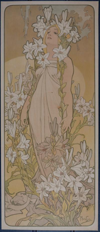 Alphonse Mucha - Les Fleurs, Iris, 1898 - Affiche Lithographie Originale 2