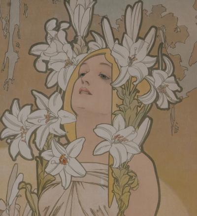 Alphonse Mucha - Les Fleurs, Iris, 1898 - Affiche Lithographie Originale 2