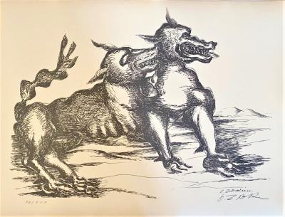 Ossip Zadkine - The Labours of Hercule - The dog of Geryon - Lithographie signée 2