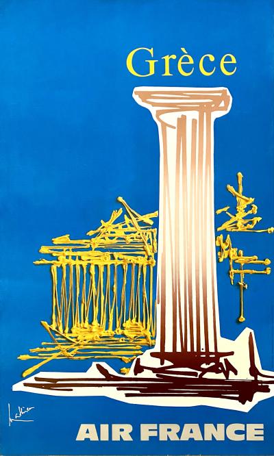 GEORGES MATHIEU - AFFICHE AIR FRANCE GRÈCE - SIGNÉE DANS LA PLANCHE - 1967 2