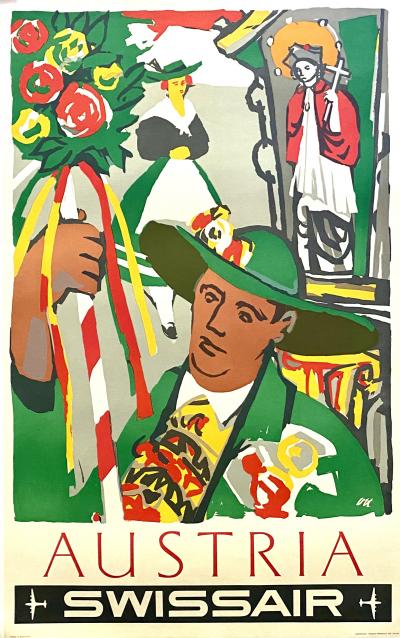 SWISSAIR - AFFICHE VINTAGE ORIGINALE - 1950 2
