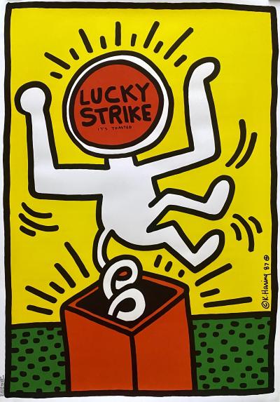 KEITH HARING - AFFICHE ORIGINALE LUCKY STRIKE - 1987
