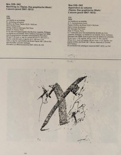 Antoni TAPIES -  Sans titre (1968)  Gravure originale et eau-forte signée au crayon par l’artiste 2