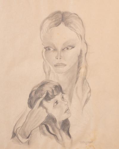 Yves SAINT-LAURENT - Senza titolo, 1951 - Disegno originale a matita su carta